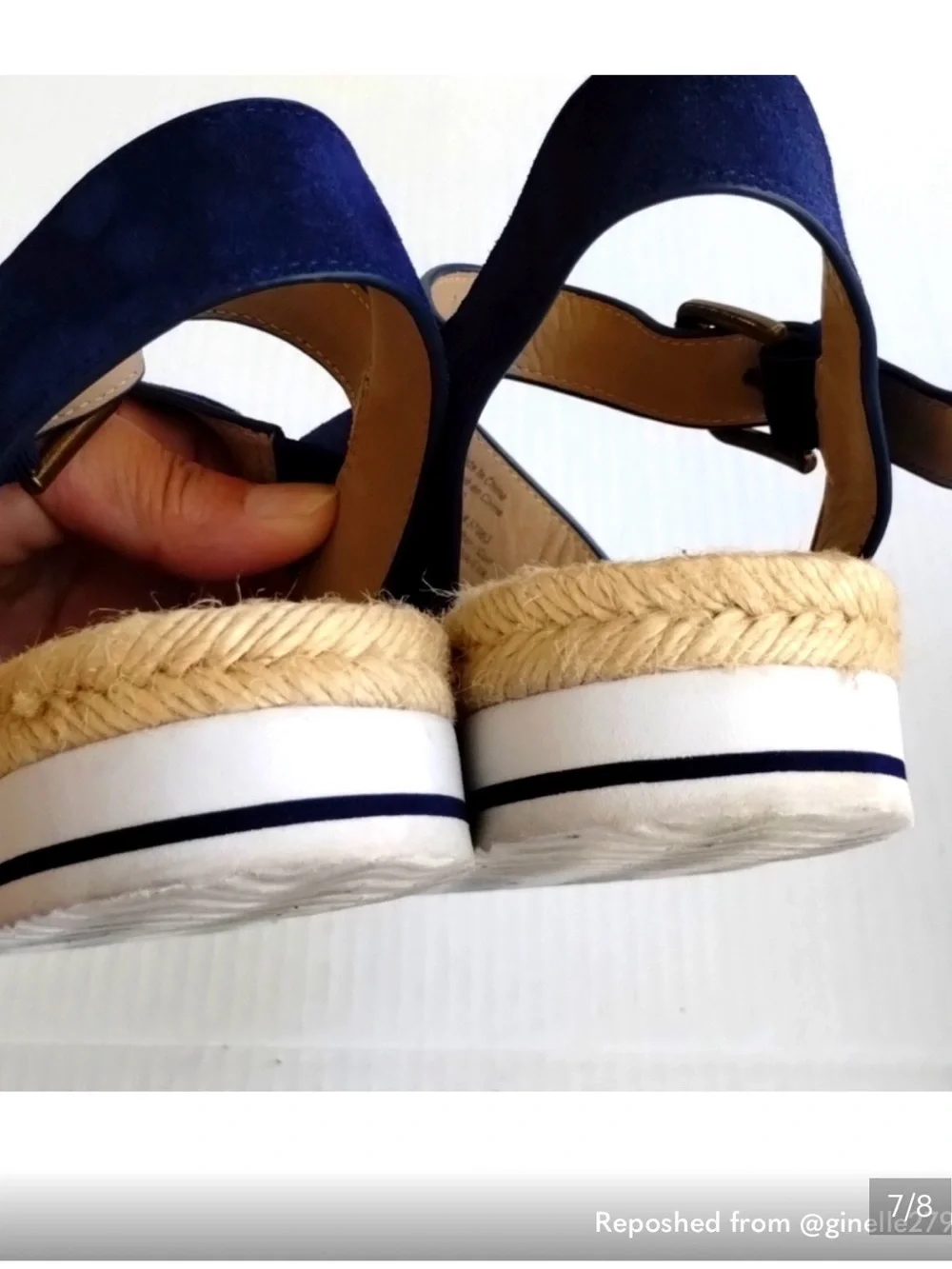 Nordstrom signature Blue Crisscross Platform Espadrille Sandals with Ankle Strap